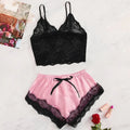 Set di pigiama in pizzo sexy da donna 2 pezzi Top