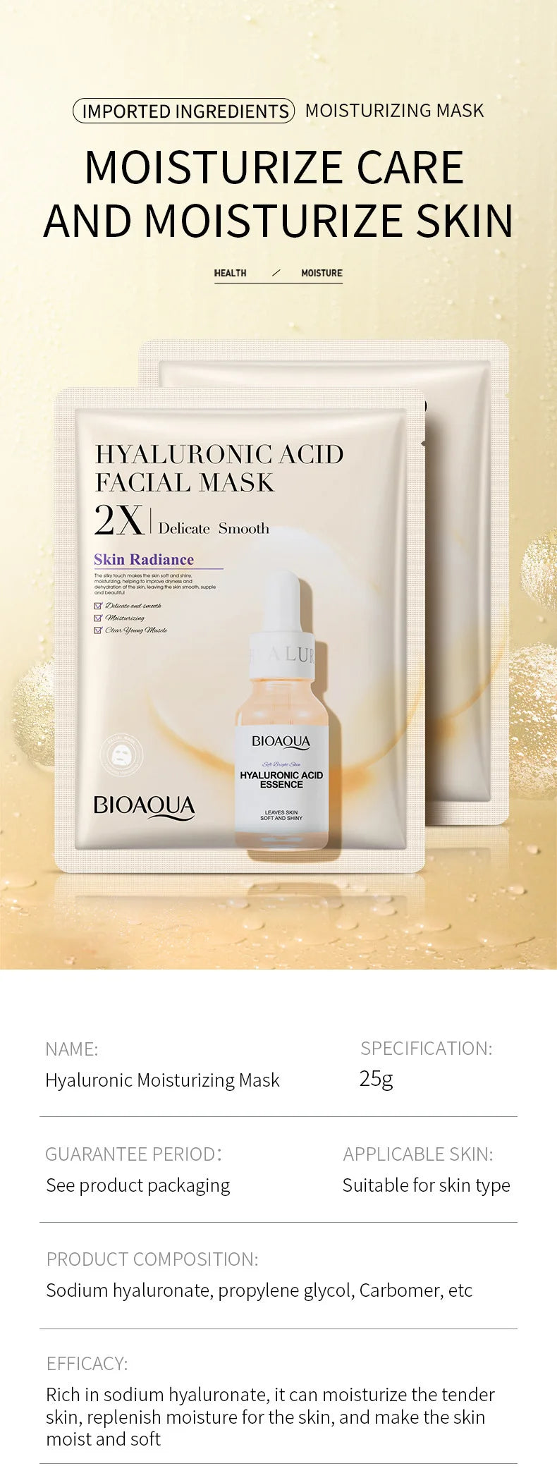 20pcs BIOAQUA Maschera viso al collagene