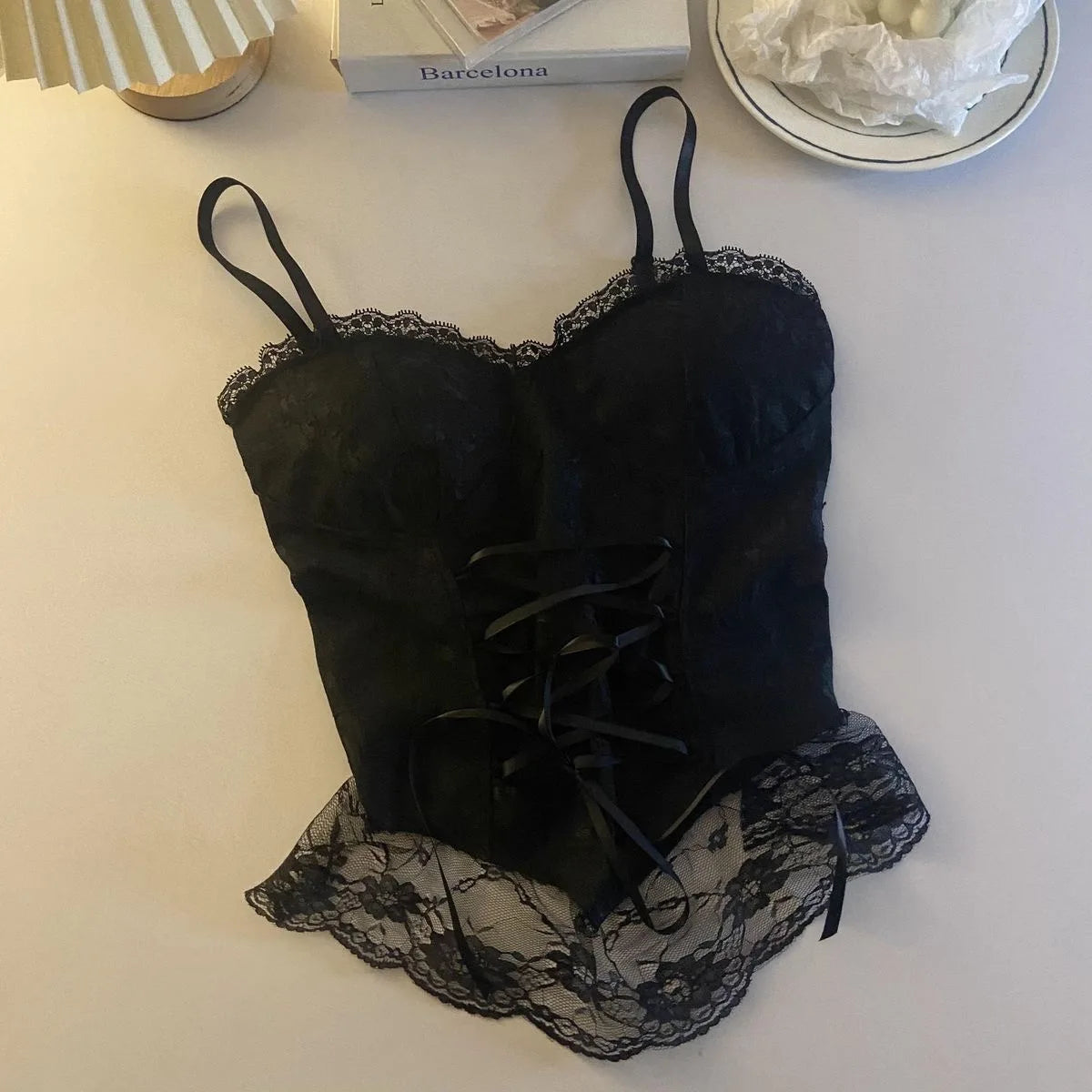 Corsetto Donna  in pizzo benda senza maniche