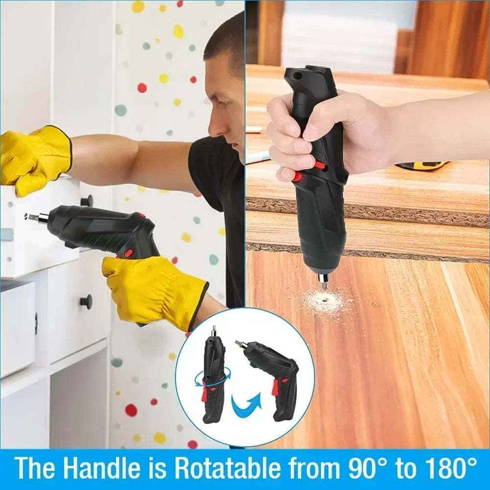 Cacciavite elettrico portatile Cordless 47 in 1 Cacciavite ricaricabile ruotato di 90 gradi con LED