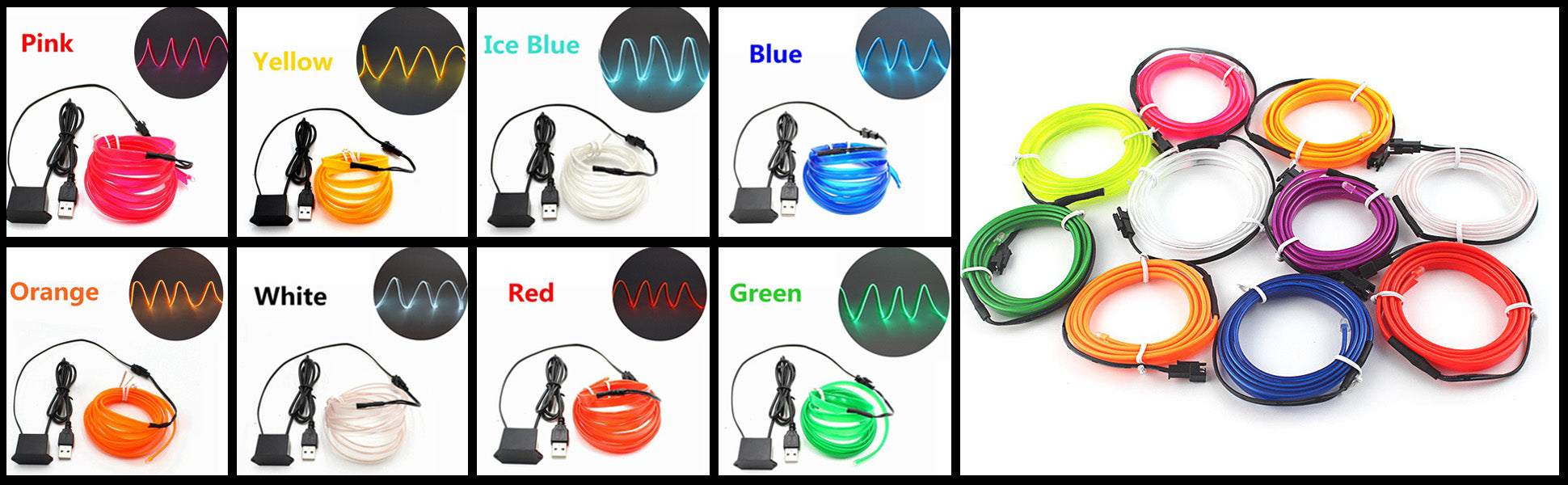5M Auto Interni Led Strip Light Neon  Fai Da Te