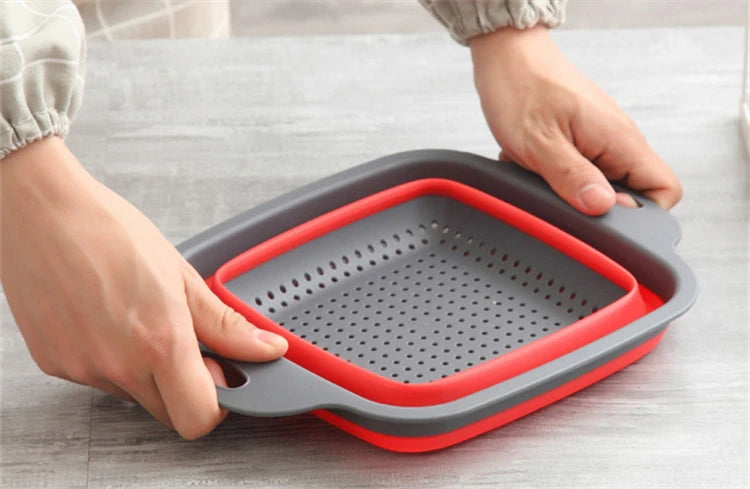 Scolapasta Quadrato Pieghevole in Silicone Cucina