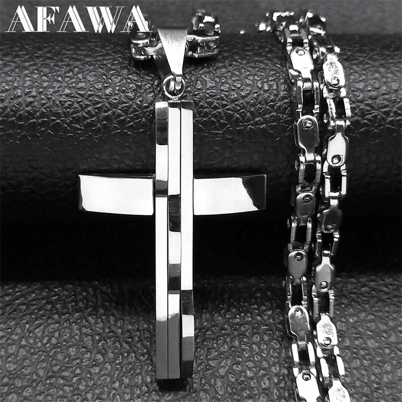 Collana con ciondolo a croce in acciaio inossidabile