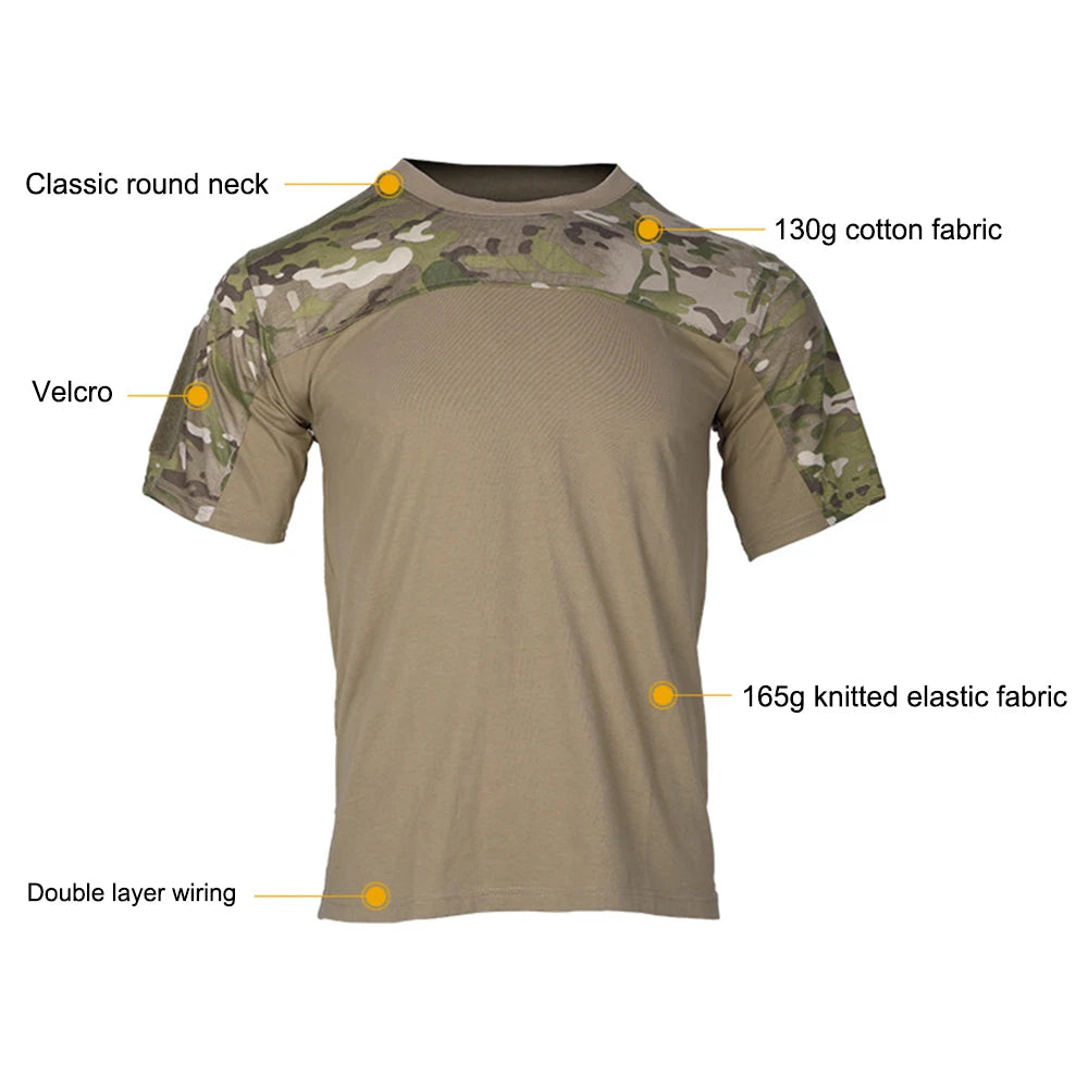 T-shirt tattica manica corta abbigliamento mimetico