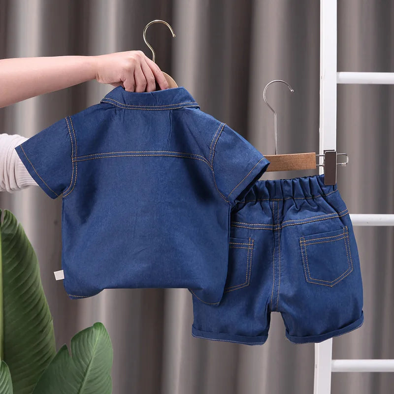 Top in denim + pantaloni di jeans 2 pezzi/set Abiti casual per neonati