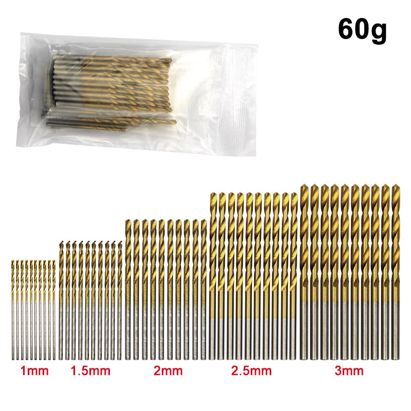 Set di punte a torsione 150/50 Pz placcato titanio 1-3mm- set di perforazione per lavorazione del legno