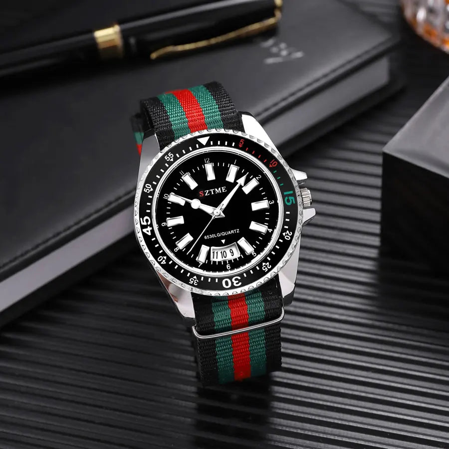 Orologio da uomo alla moda con cinturino in nylon, orologio al quarzo leggero