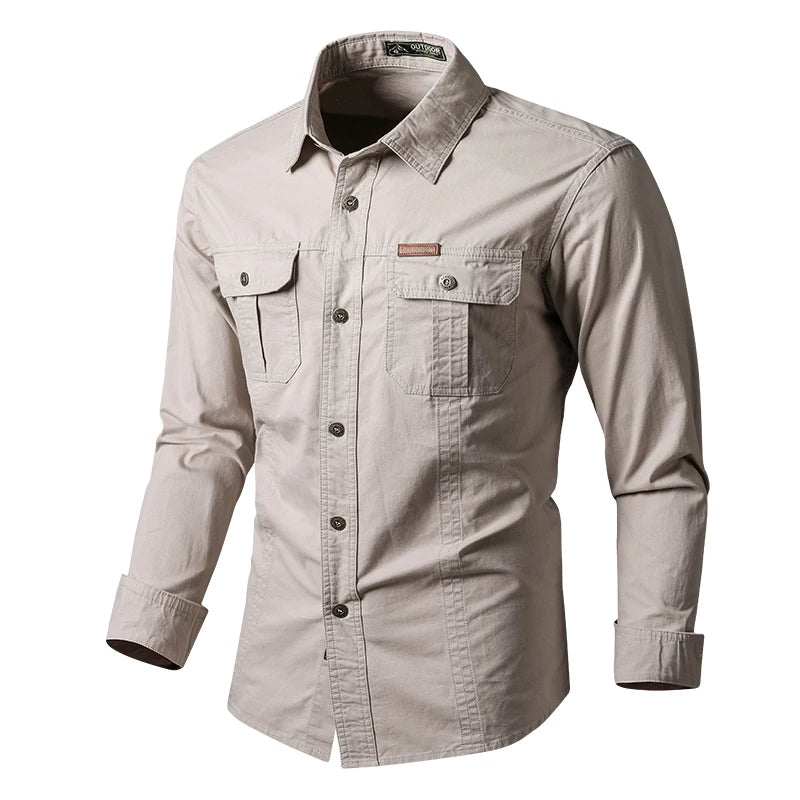 Camicie militari Uomo Cotone Casual Slim Fit Top