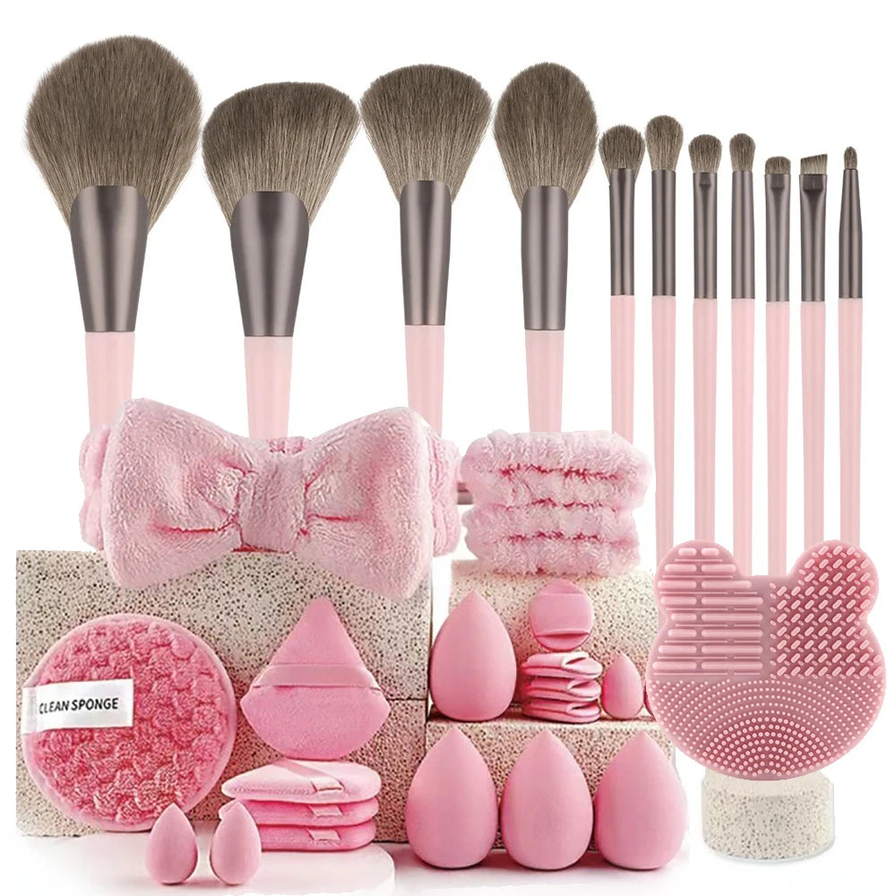 33/ 40 pezzi Set di pennelli morbidi per trucco professionali con accessori