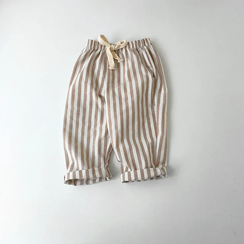 Pantaloni a righe in cotone di lino  per bambini
