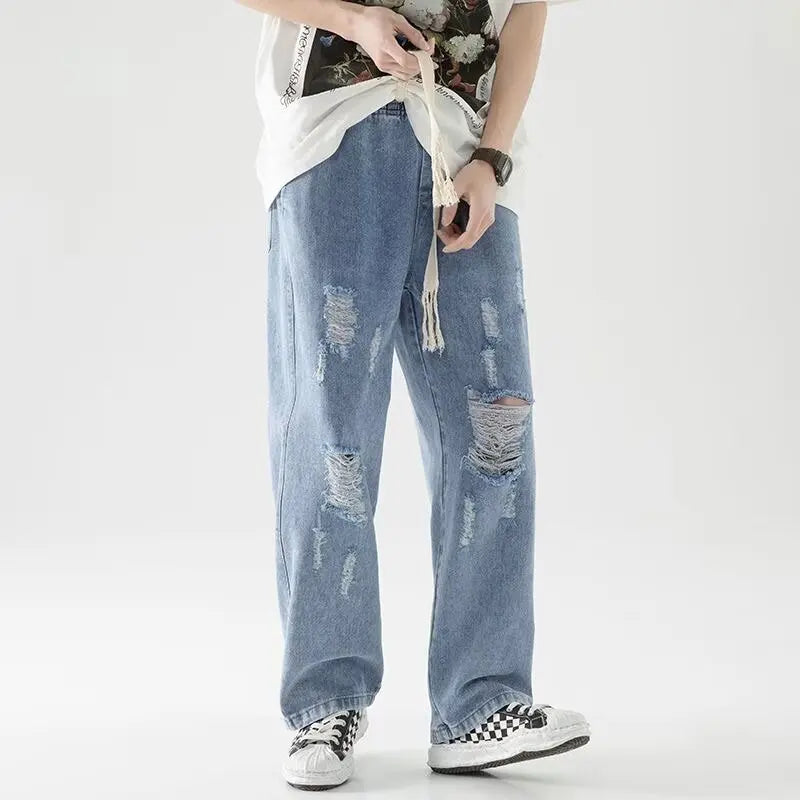 Jeans Stile Americano High Street  Casual Elastico in Vita