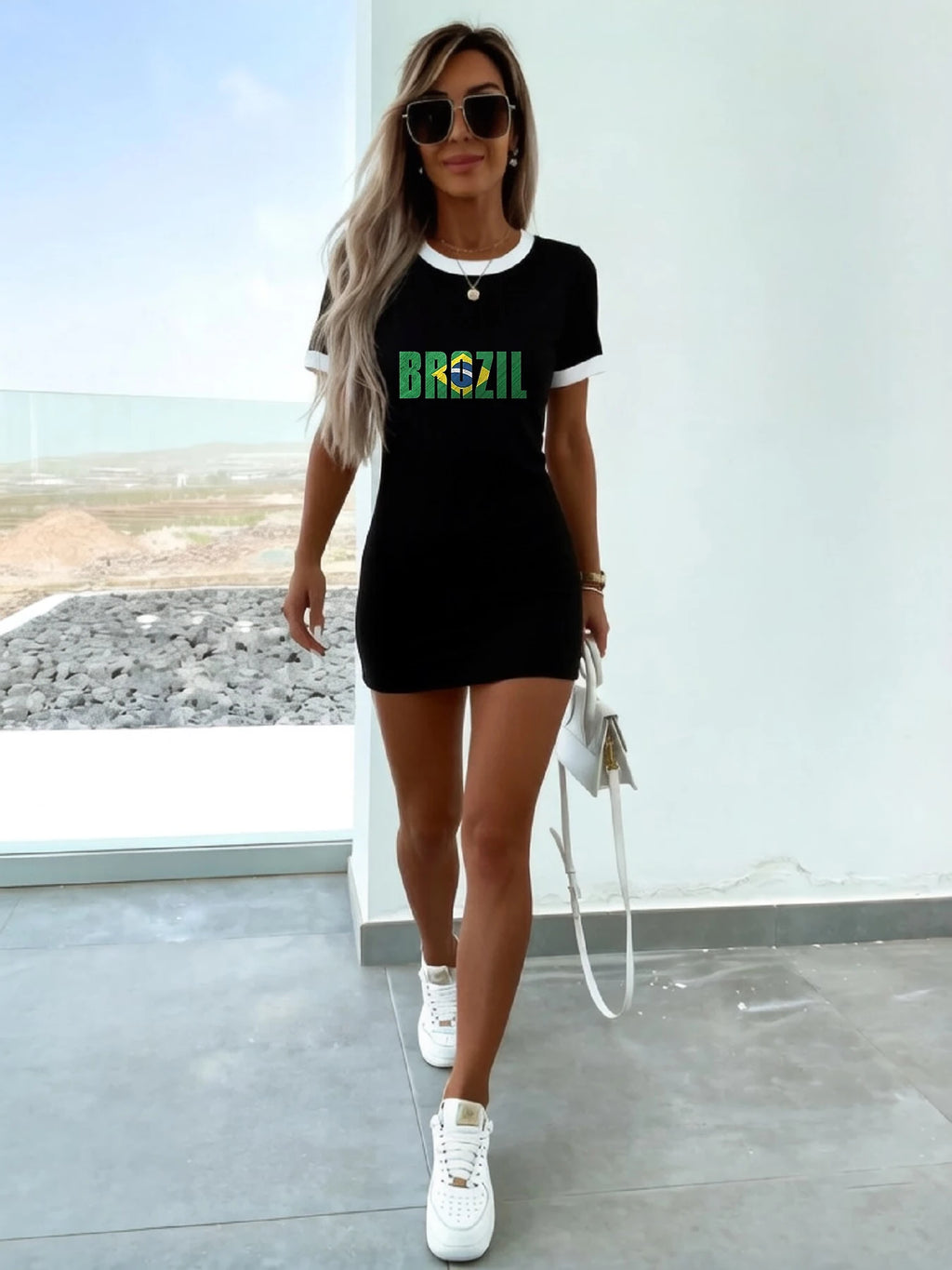 Abito a maniche corte Slim Fit Casual Brasil 2026