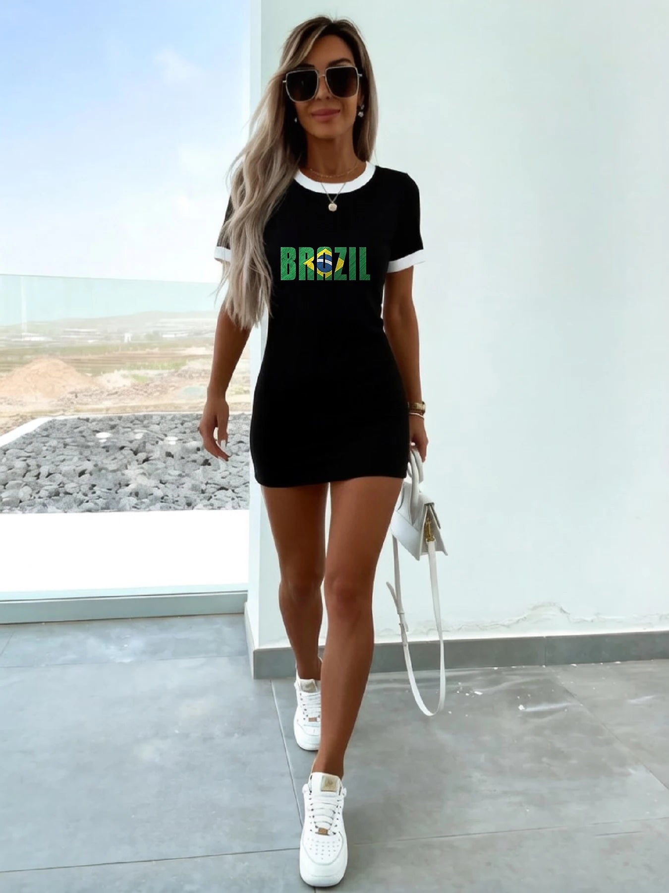 Abito a maniche corte Slim Fit Casual Brasil 2026