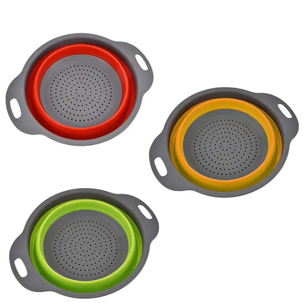 Cesto di scarico pieghevole in silicone, Cesto di lavaggio di frutta e verdura , Filtro pieghevole, Scolapasta
