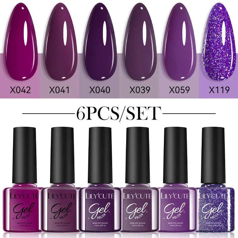 LILYCUTE 6Pcs/set 7ml Series Gel Smalto 125 Colori disponibili
