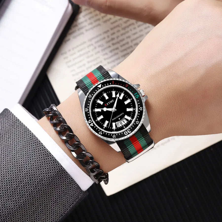 Orologio da uomo alla moda con cinturino in nylon, orologio al quarzo leggero