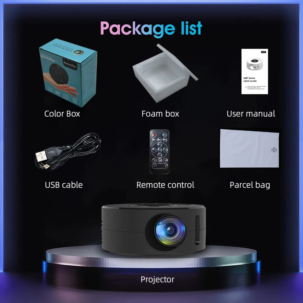 Mini proiettore YT200 per ufficio commerciale, home cinema, portatile, intelligente per esterni