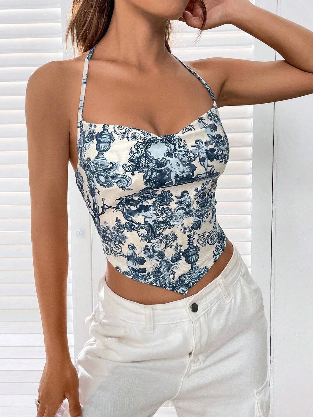 Canotta estiva da donna Crop Top senza maniche Slim Sling T-shirt