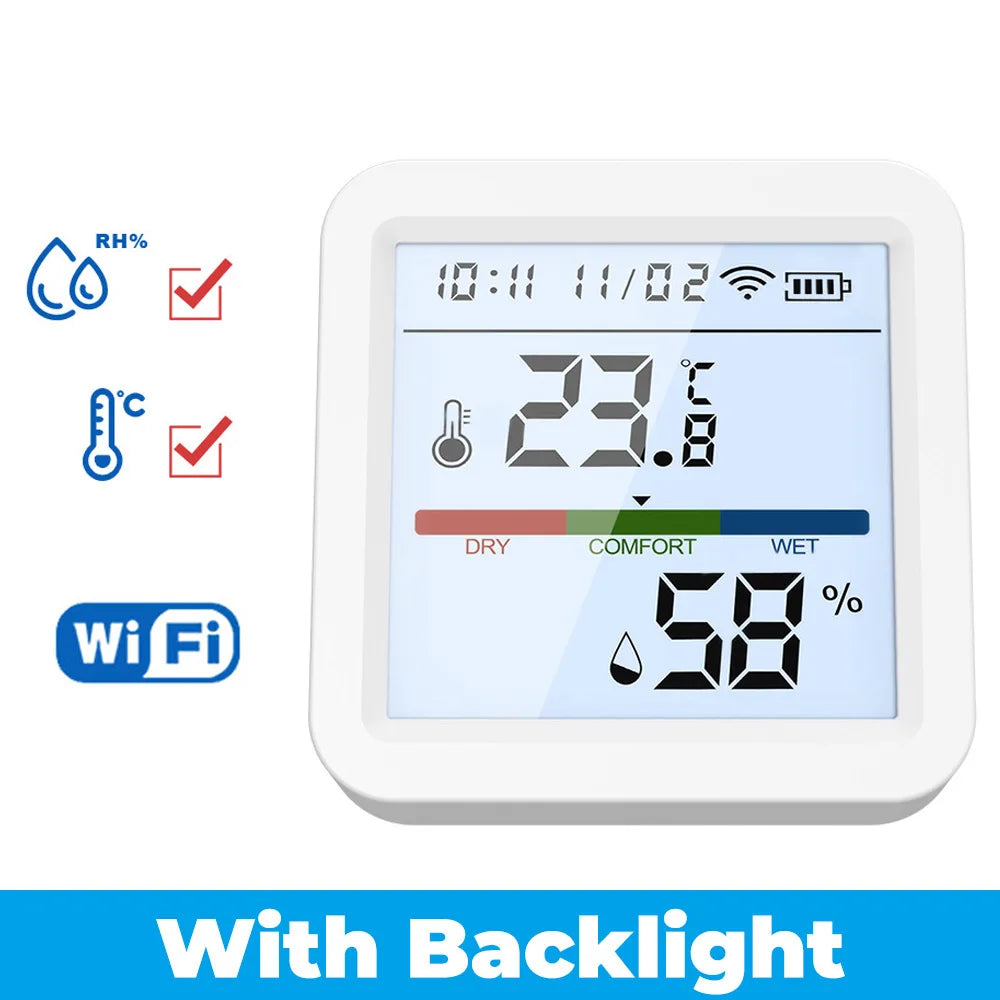 Tuya Smart WiFi Bluetooth Temperatura Umidità Sensore Wireless Home Retroilluminazione Termometro Igrometro APP Rilevatore di controllo remoto