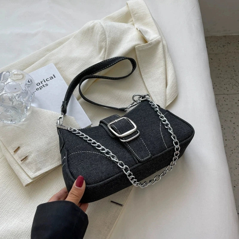 Borsa a tracolla in denim casual da donna