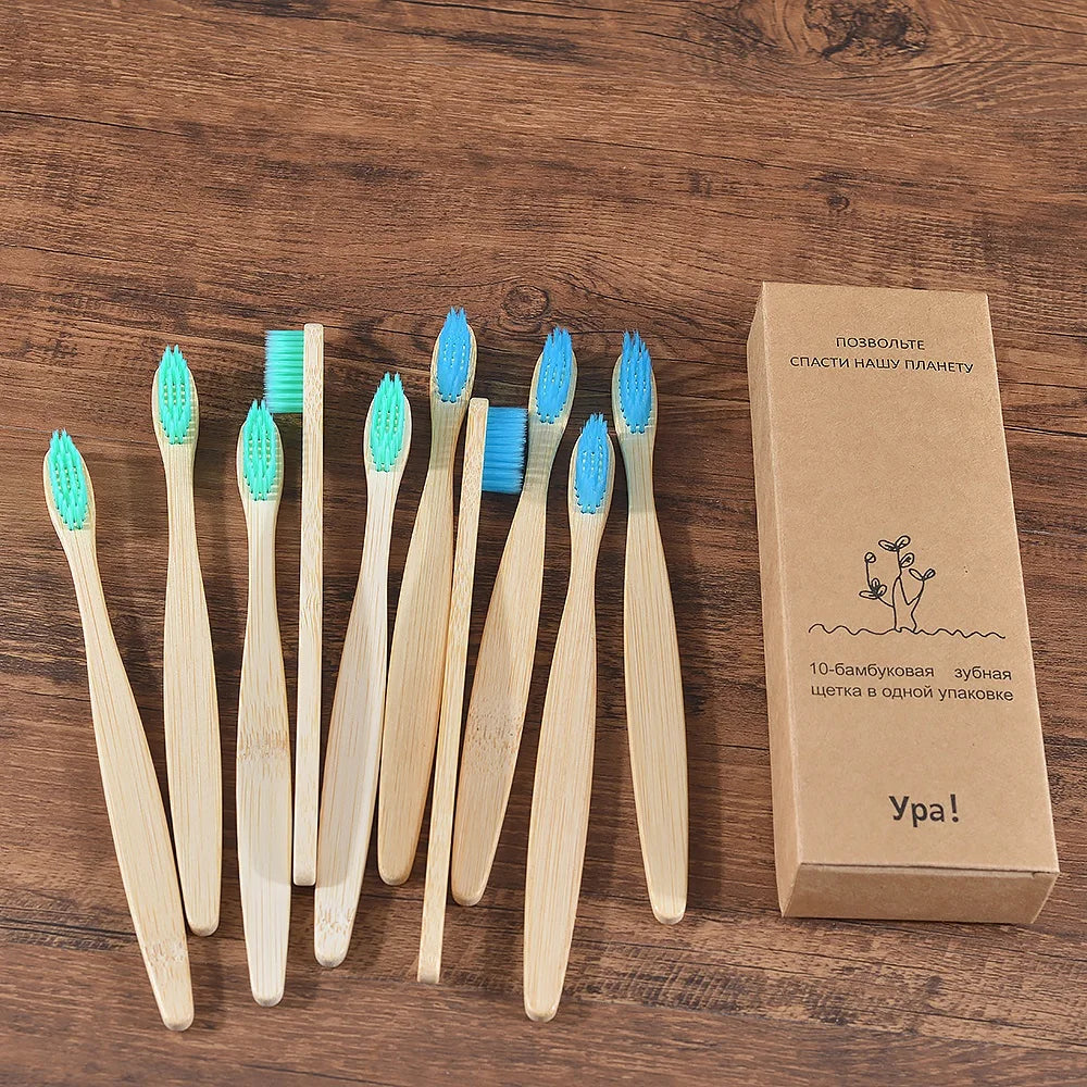 10 pezzi set di spazzolini da denti di bambù naturali setole morbide ecologici cura orale dentale