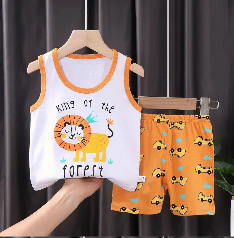 Set 2PCS per bambini Gilet per bambini  Set Estate T-shirt in cotone e  Pantaloncini