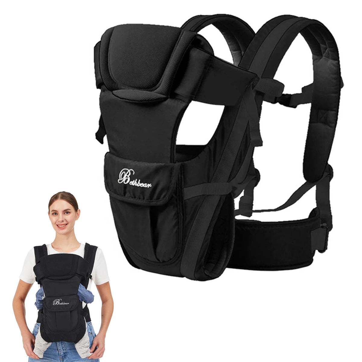 Marsupio per bambini, marsupio ergonomico 4 in 1 regolabile