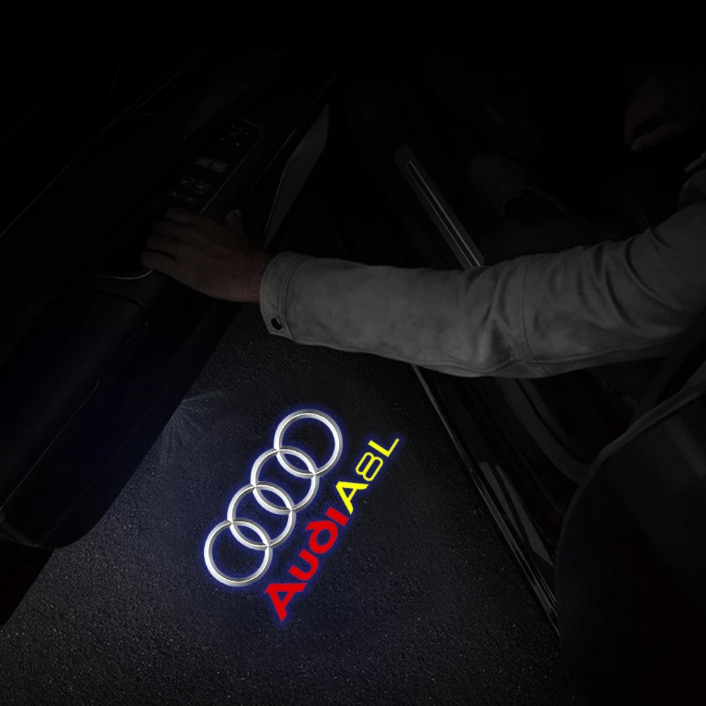 Per Audi Sline S3 S4 S5 S6 S7 RS Q7 Q5 Q3 A4 B8 8P A3 A6 C7 A5 A6L Quattro Auto Logo Porta LED Lampada di benvenuto Laser Proiettore Luce