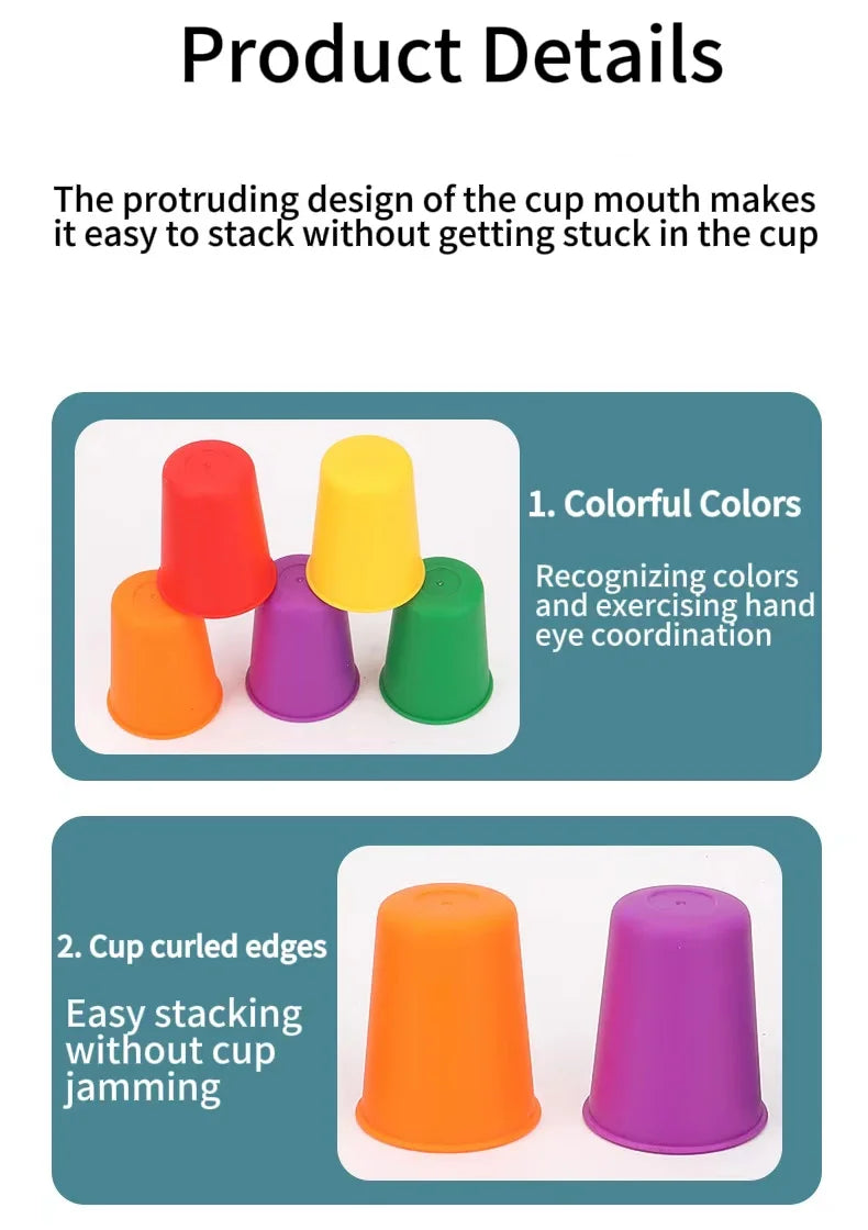 Giocattoli Montessori Mini Stack Cup Gioco con carta
