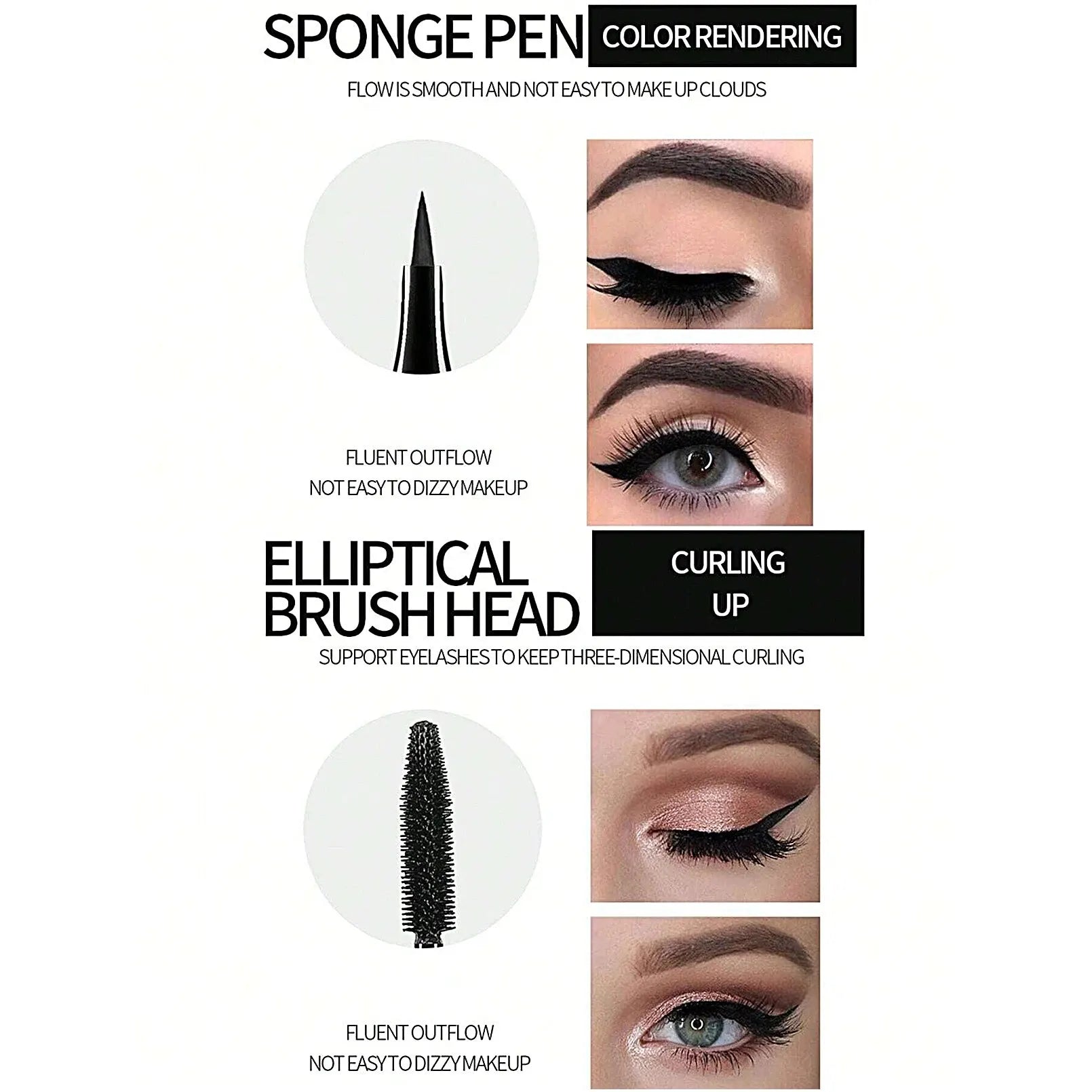 YANQINA Liquido Eyeliner Pencil 4D Impermeabile Mascara Set Cosmetici