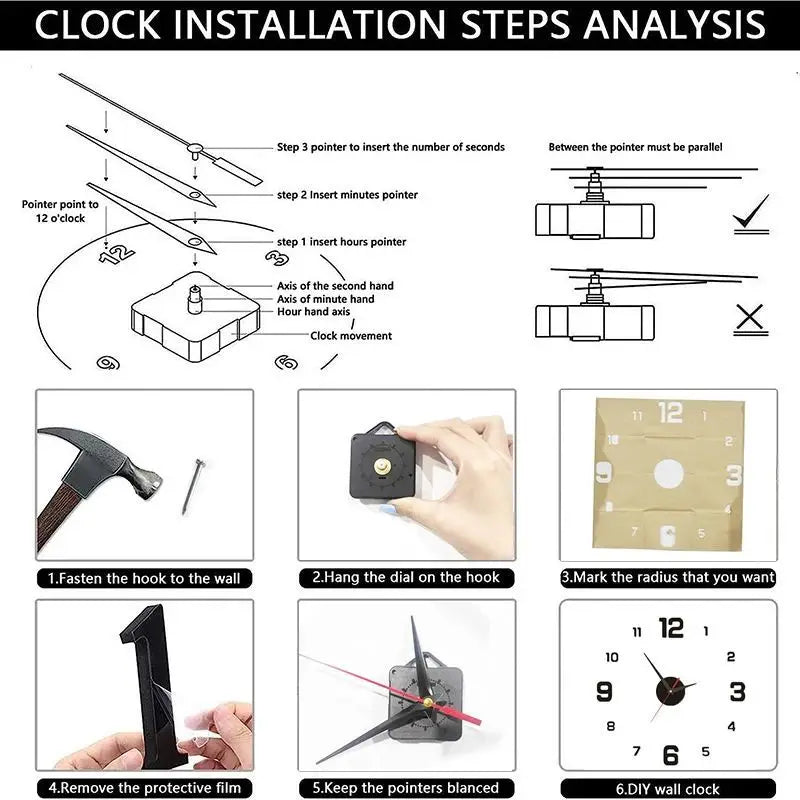 3D Orologio  senza cornice fai da te appeso a parete