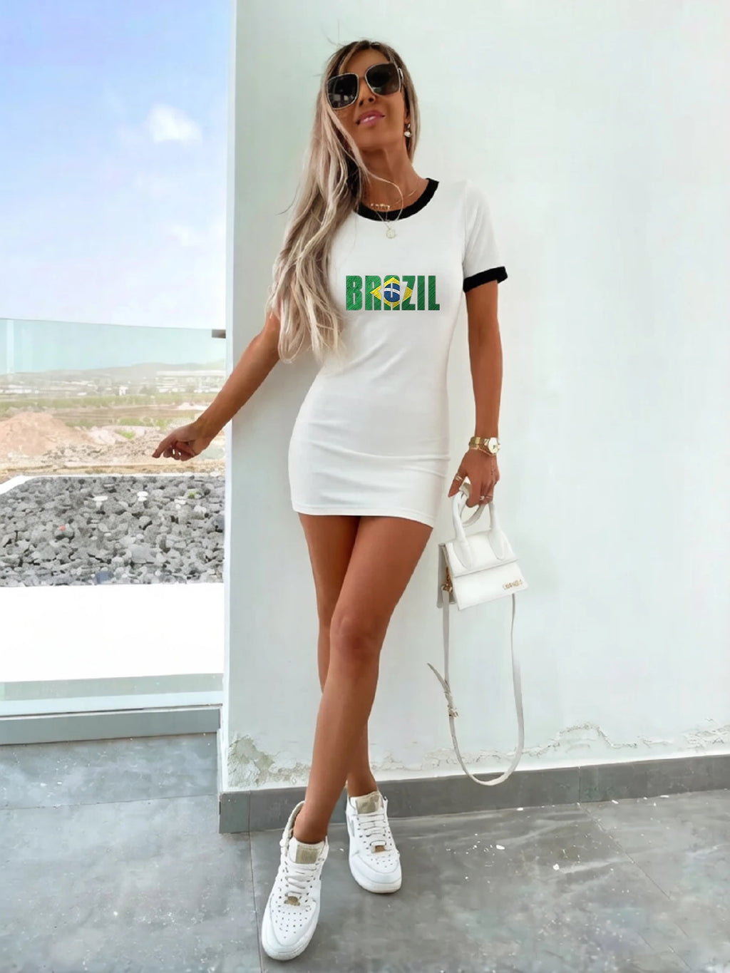 Abito a maniche corte Slim Fit Casual Brasil 2026