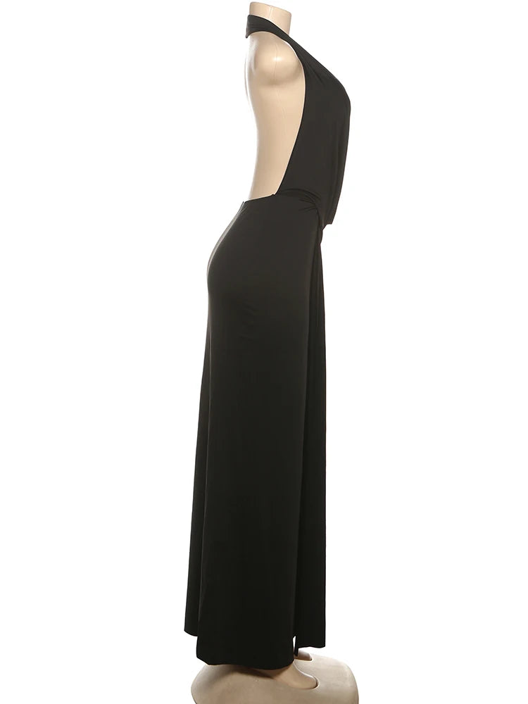 Abito Lungo Donna con scollo a V e spacco alto