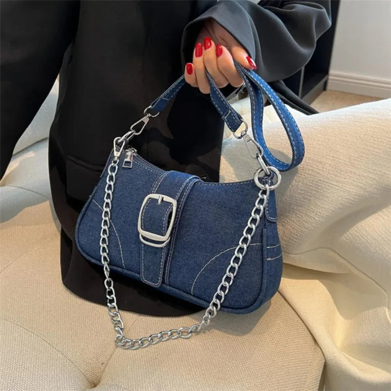 Borsa a tracolla in denim casual da donna