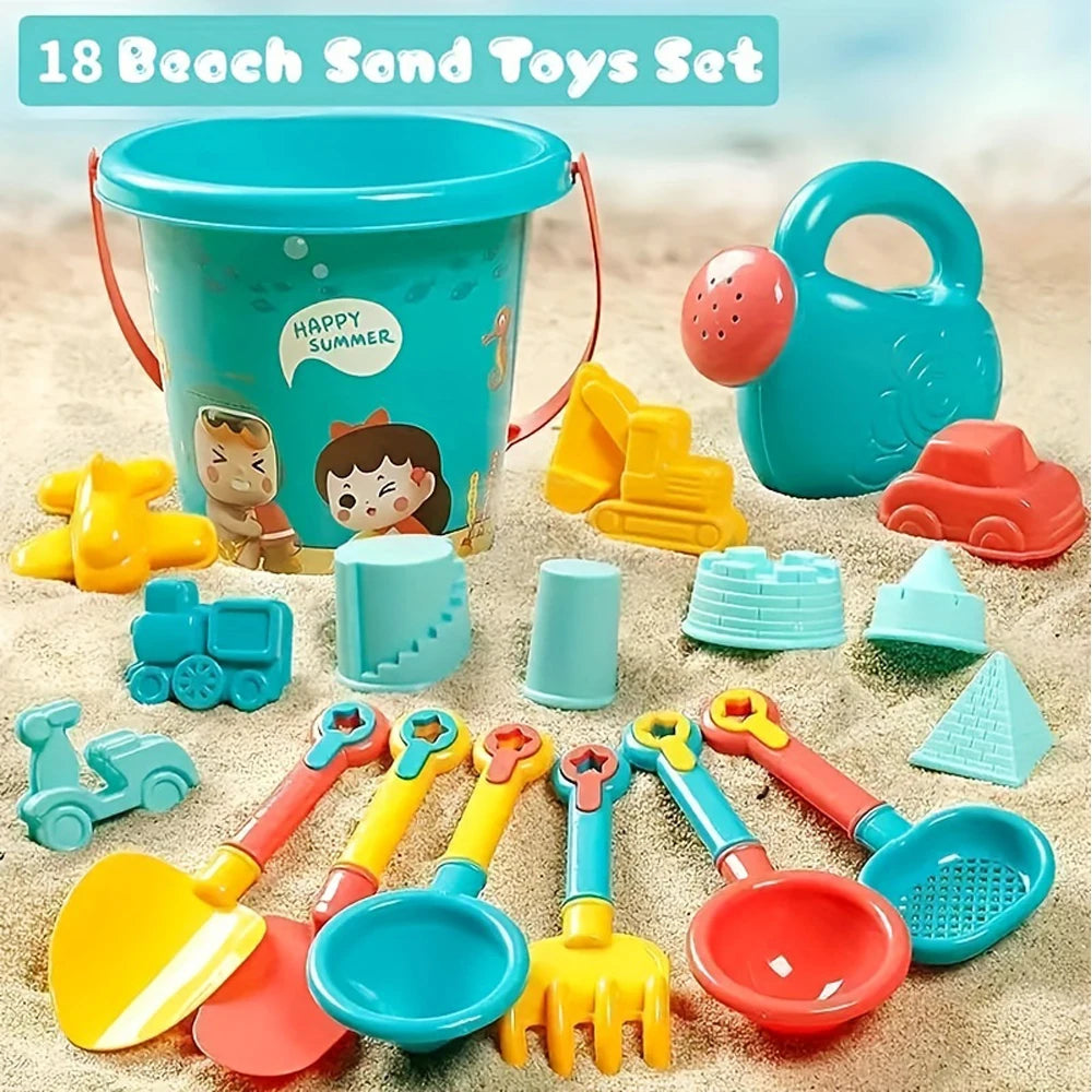 Set di giocattoli da spiaggia da 18 pezzi in plastica resistente