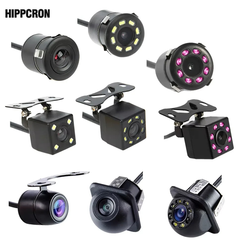 Hippcron Telecamera posteriore per auto 4 LED Visione notturna Reverse Monitor di parcheggio Impermeabile 170 gradi HD Video