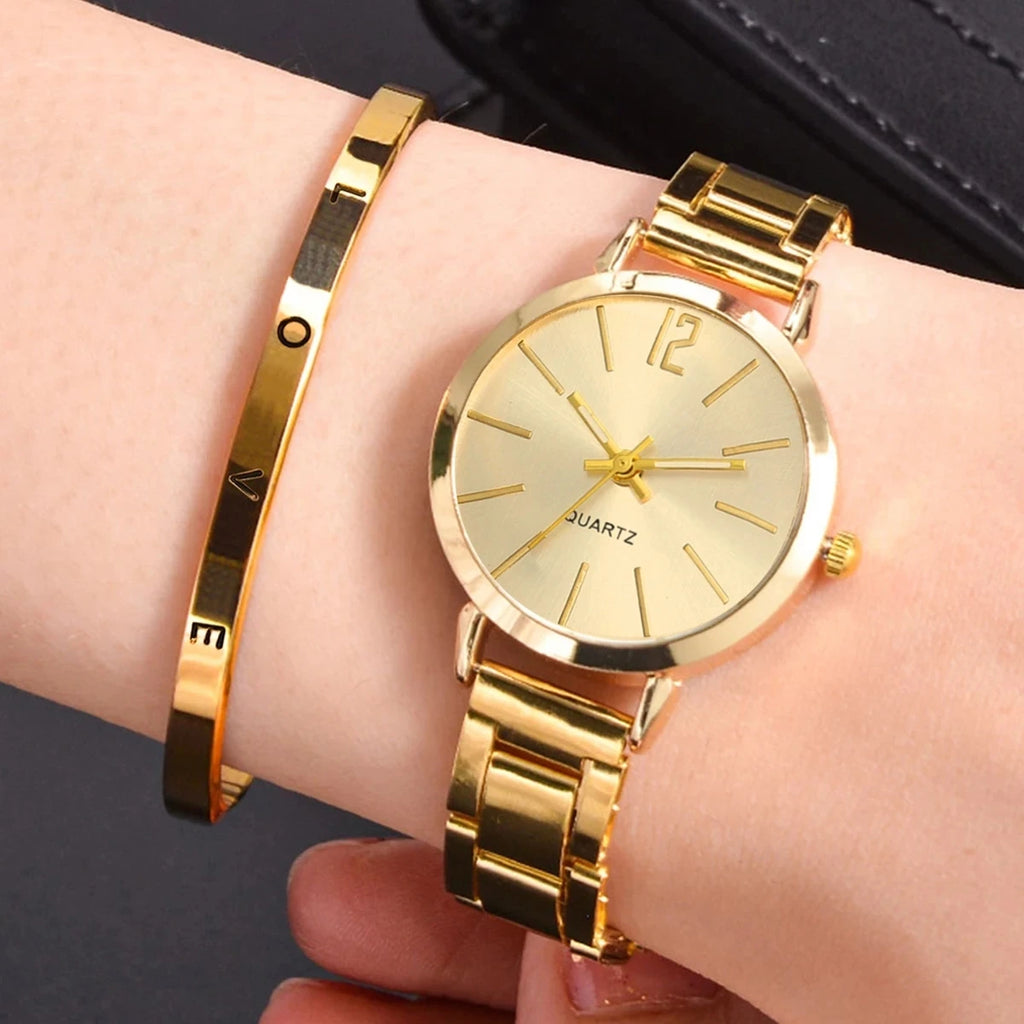 2 pezzi Set orologio e bracciale da donna