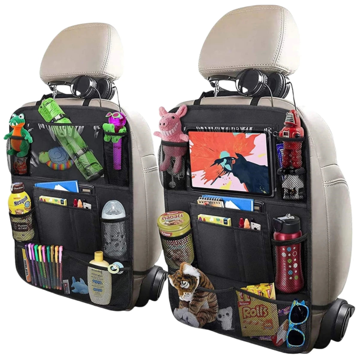Organizzatore per schienale del seggiolino auto, 10 tasche portaoggetti