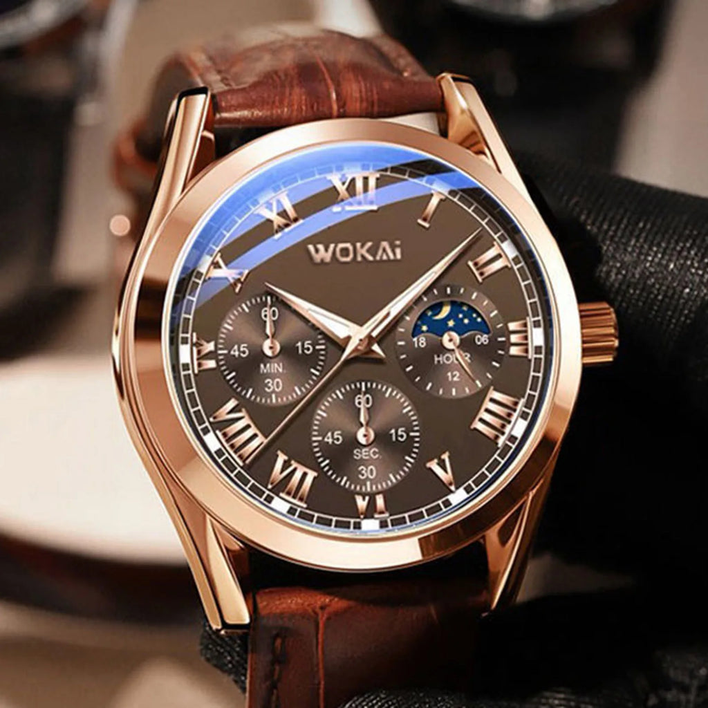 Orologi di lusso Uomo Business PU Pelle Orologio al Quarzo