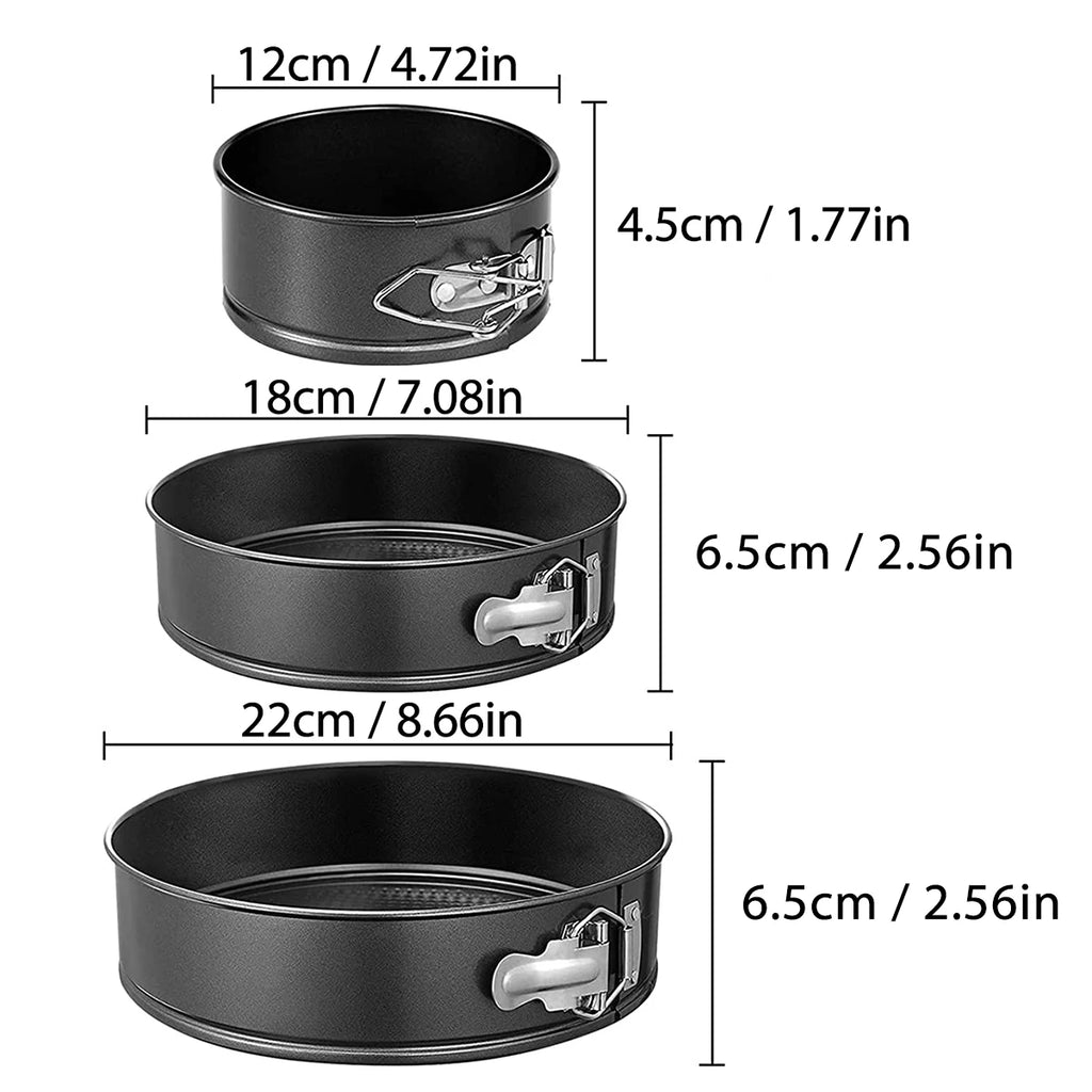 1/3PCS Set di teglie per torta, teglie rotonde antiaderente a molla per torte
