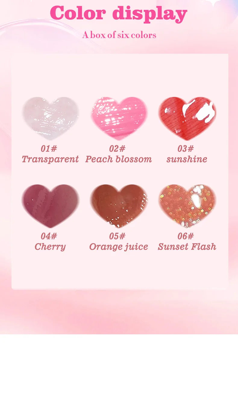 6 pezzi Glass Lip Gloss Set Idratante
