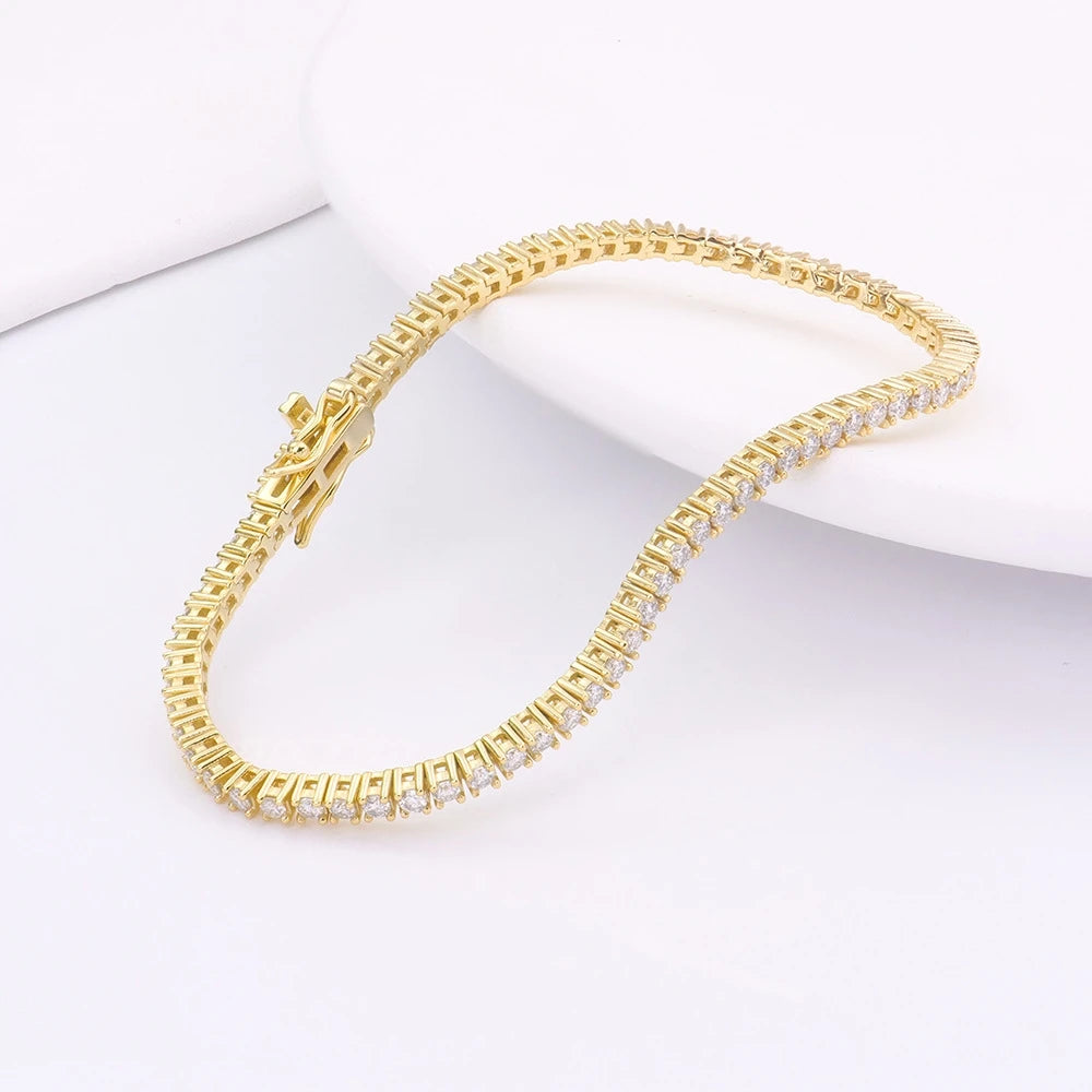 Real 100% Silver 925 2-3mm Tennis Braccialetto Unisex in due modelli Con Moissanite o in Zirconi
