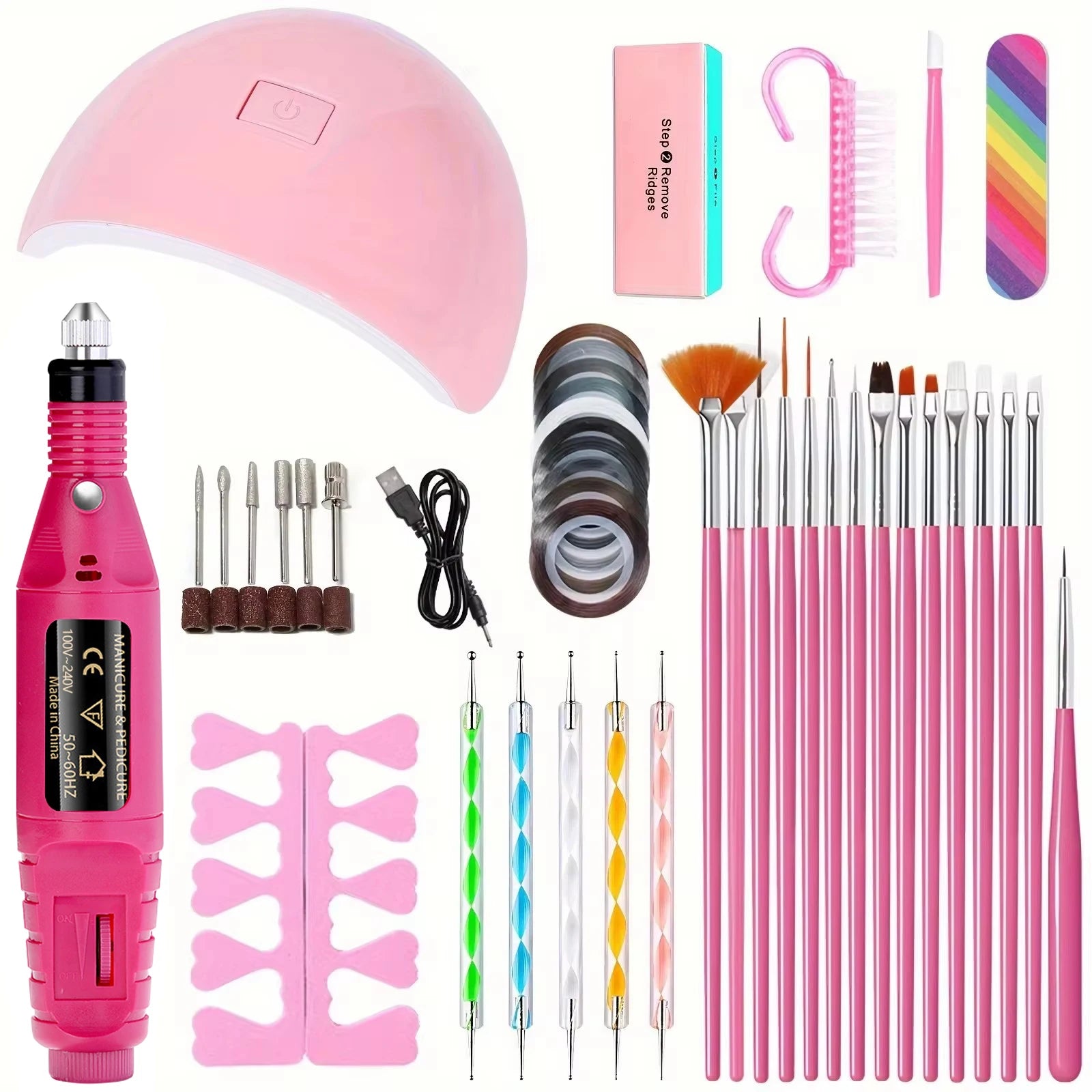 YIKOOLIN UV LED Lampada Set di strumenti professionali per unghie con 20000RPM