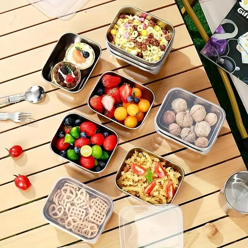 5 pezzi in acciaio inossidabile per la conservazione degli alimenti Scatole impilabili per la preparazione dei pasti per il frigorifero