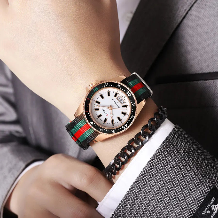 Orologio da uomo alla moda con cinturino in nylon, orologio al quarzo leggero