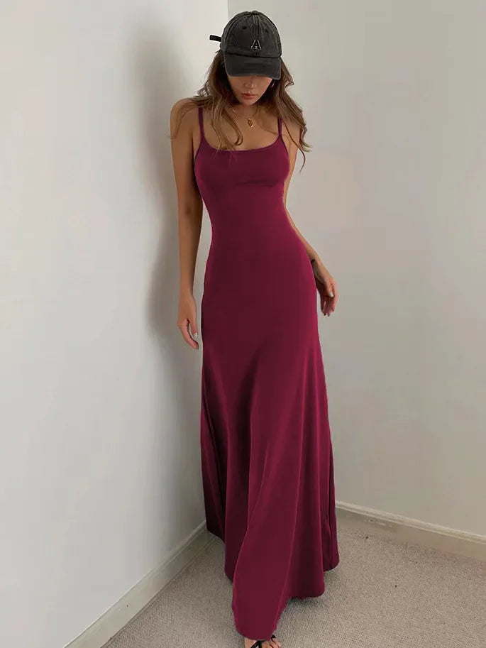 Abito Donna Lungo Senza Schiena Sottile Vita Sexy Dolce E Piccante