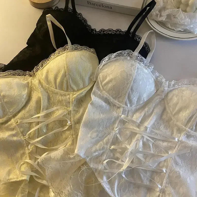 Corsetto Donna  in pizzo benda senza maniche