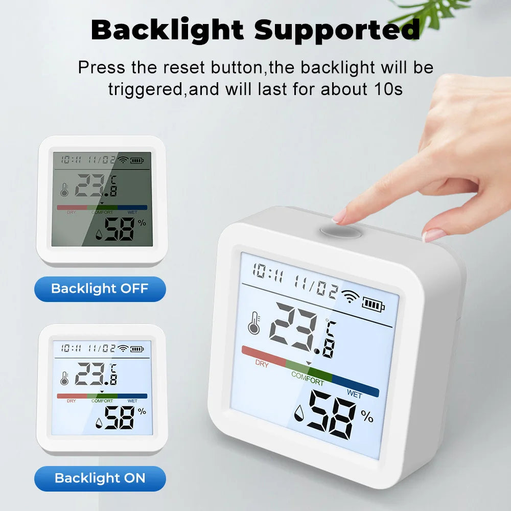 Tuya Smart WiFi Bluetooth Temperatura Umidità Sensore Wireless Home Retroilluminazione Termometro Igrometro APP Rilevatore di controllo remoto