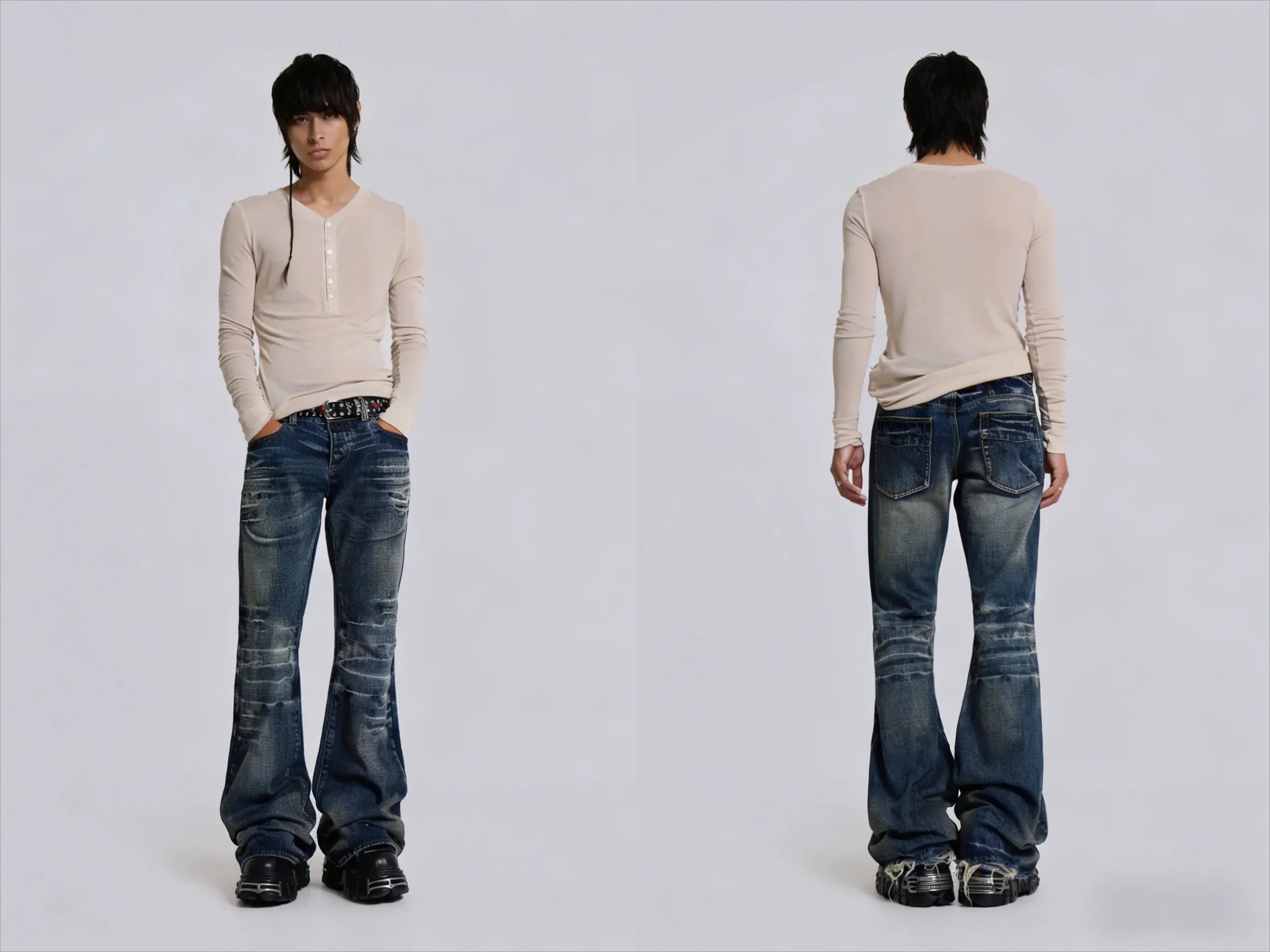Jeans oversize Unisex a vita alta stampati Y2K Abbigliamento retrò americano Gothic Punk