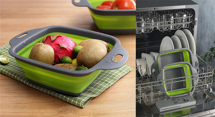 Scolapasta Quadrato Pieghevole in Silicone Cucina